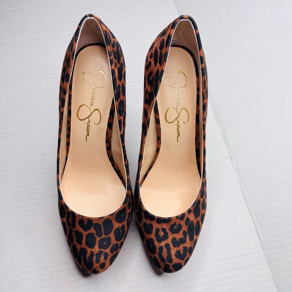 New JESSICA SIMPSON Nellah Animal Print High Heel Platform Pumps Size 8 - Picture 3 of 7